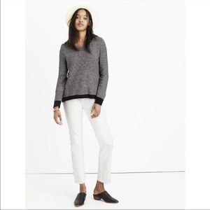 Madewell Black and White Knit Sweater Riverside Pullover in Dotweave Size Large